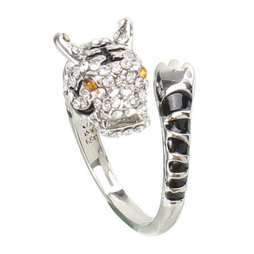 LIGIGWASH Verstellbarer Tierkreiszeichen Ring Tiger Silber Unisex Schmuck Einstellbarer Fingerschmuck Geburtstagsgeschenk für Damen und Herren von LIGIGWASH