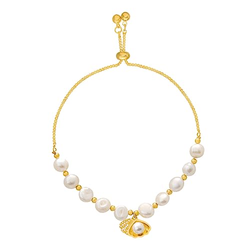 LIGIGWASH Verstellbares Damen Armband mit Perlen und Muschel Design Modischer Armreif Schmuck für Alltag Party und Eleganter Armschmuck Einfache Stilvariante von LIGIGWASH