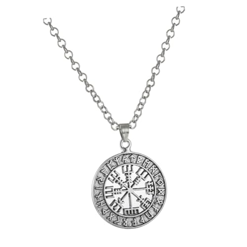 LIGIGWASH Viking Halskette Herren Retro Nordic Stil Anhänger Doppelseitiger Buchstaben Schmuck Ethno Design Langlebig und Stilvoll Geeignet für Besondere Anlässe von LIGIGWASH