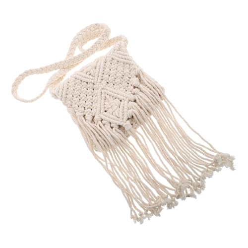 LIGIGWASH Vintage Baumwoll Umhängetasche Damen mit Quasten Wandelbare Schulter und Crossbody Tasche Handgefertigte Langlebige Boho Strandtasche Kleine Gewebte Handtasche von LIGIGWASH