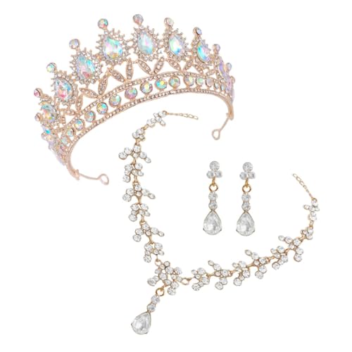 LIGIGWASH Vintage Brautschmuck mit Kristallkrone Funkelnde Tiara Ohrringe und Halskette Eleganter Hochzeitsschmuck für Damen für Hochzeiten Partys und Festliche Anlässe von LIGIGWASH
