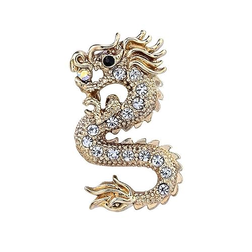 LIGIGWASH Vintage Dragon Brosche Pin im Chinesischen Stil Filigraner Schmuck für Kleidung Mäntel Kleider Langlebiges Elegantes Accessoire für Damen Einfach zu Befestigen und Vielseitig von LIGIGWASH