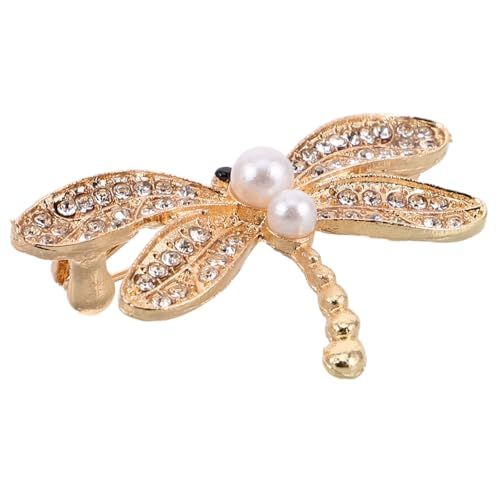 LIGIGWASH Vintage Libellen Brosche mit Perlenbesatz Retro Anstecknadel für Damen Eleganter Schmuck für Kleidung Schals und Taschen Vielseitiges Accessoire für Festliche und Tägliche Outfits von LIGIGWASH