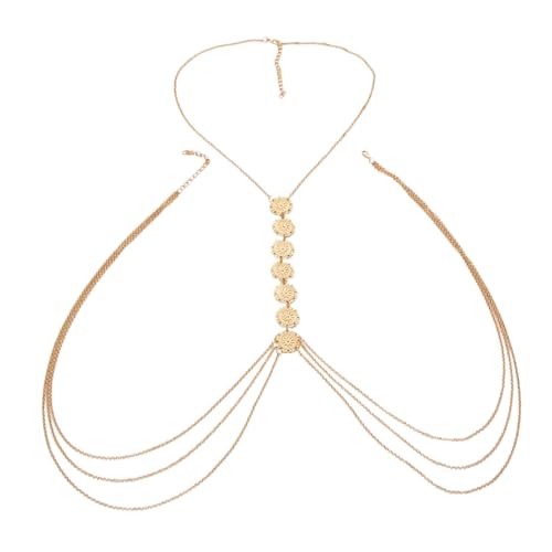 LIGIGWASH Vintage Modeschmuck Halskette mit Geschnitztem Anhänger Elegante Goldfarbene Körperkette für Damen Feines Design Vielseitig Tragbar für Party Alltag und Besondere Anlässe von LIGIGWASH