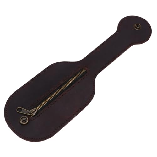 LIGIGWASH Vintage Münzbörse aus Faltbare Gürteltasche mit Reißverschluss Rustikale Münztasche für Damen und Herren Kompakt und Strapazierfähig für Reisen Alltag und Sport Kaffeebraun von LIGIGWASH