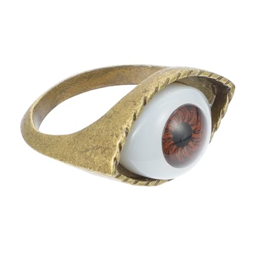 LIGIGWASH Vintage Punk Ring mit Übergroßem Augen design Brauner Alloy fingerring Auffälliger Schmuck für Party und Halloween Modisches Accessoire für Individuelle Fingerdekoration von LIGIGWASH