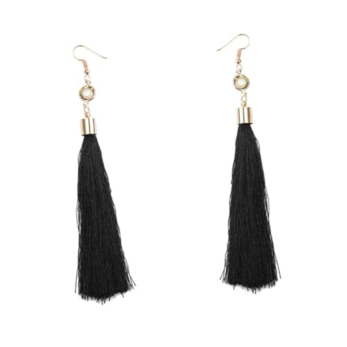 LIGIGWASH Vintage Quastenohrringe Damen Schwarz Lange Baumelnde Ohrringe Modischer Schmuck Elegant Für Alltag Party von LIGIGWASH