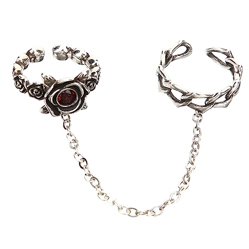 LIGIGWASH Vintage Rosenring mit Kette Verstellbarer Offener Fingerring aus Langlebiger Legierung Leichtes Design mit Glänzendem Roségold Finish Modisches Schmuckstück für Damen und Alltag von LIGIGWASH