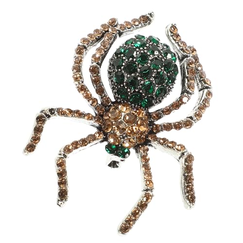 LIGIGWASH Vintage Spinnenbrosche mit Strasssteinen Grüne Halloween Anstecknadel für Damen und Herren Dekorative Broschennadel für Kleidung Pullover Schal und Taschen Stilvolles von LIGIGWASH