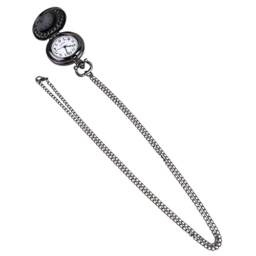 LIGIGWASH Vintage Retro Taschenuhr Halskette Schwarz Kreative Taschenuhr Für Damen Und Herren Funktionale Anhängeruhr Für Familie Und Freunde Elegantes Design Für Alltag Und von LIGIGWASH