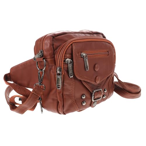 LIGIGWASH Vintage Umhängetasche Damen PU mit Verstellbarem Schultergurt Leichte Crossbody Bag mit Mehreren Fächern Vielseitige Handtasche für Alltag Reisen und Formelle Anlässe Geräumiges von LIGIGWASH
