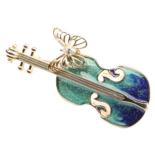 LIGIGWASH Vintage Violin Brosche Damen Metall Anstecknadel mit Schmetterlingsdetail Robuste Kleidungspinnadel für Schal Hut und Anzug Elegantes Musikaccessoire als Geschenkidee von LIGIGWASH