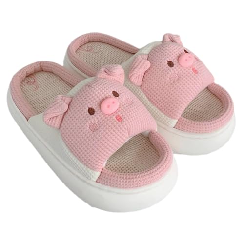 LIGIGWASH Weiche Dicke Hausschuhe Damen Rutschfeste Baumwoll Leinen Slipper Gemütliche Bequeme Schlafzimmer Schuhe Fußbett für Ältere Frauen Angenehm für Alltag von LIGIGWASH
