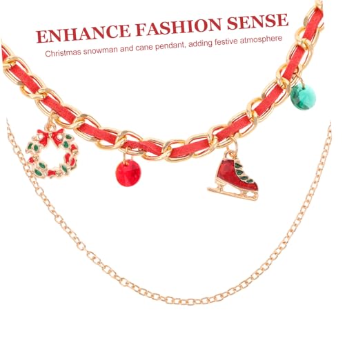 LIGIGWASH Weihnachtsschmuck Damen Mehrlagige Halskette mit Schneemann Zuckerstangen anhänger Festliche Xmas Halskette für Frauen Geschenkidee zu Weihnachten von LIGIGWASH