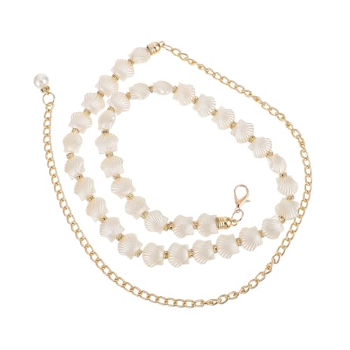 LIGIGWASH Weiße Shell Taillenkette mit Perlen Damen Verstellbar Eleganter Gürtel für Kleider Stilvolle Körperbetonung Modisches Accessoire Leicht und Platzsparend Geeignet für Besondere von LIGIGWASH