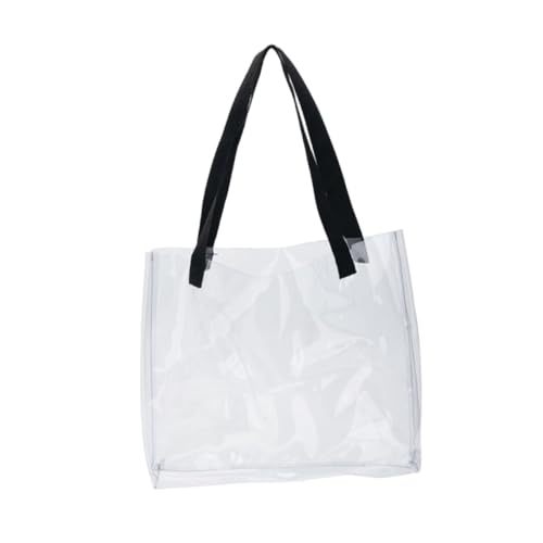 LIGIGWASH Weiße Wasserdichte PVC Strandtasche Transparente Schultertasche mit Großem Fassungsvermögen Quadratische Lässige Umhängetasche für Damen Vielseitig für Reisen Outdoor und Freizeit von LIGIGWASH