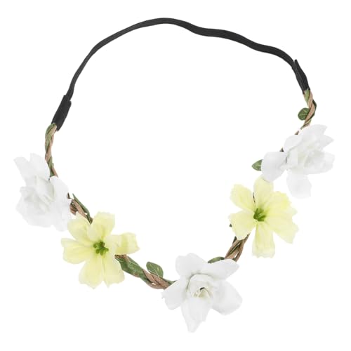 LIGIGWASH Weißes Haarband Handgefertigt aus Stoff Blumenverziert Angenehm zu Tragen Geeignet für Hochzeit Party Foto Performance Modisches Damen Accessoire von LIGIGWASH
