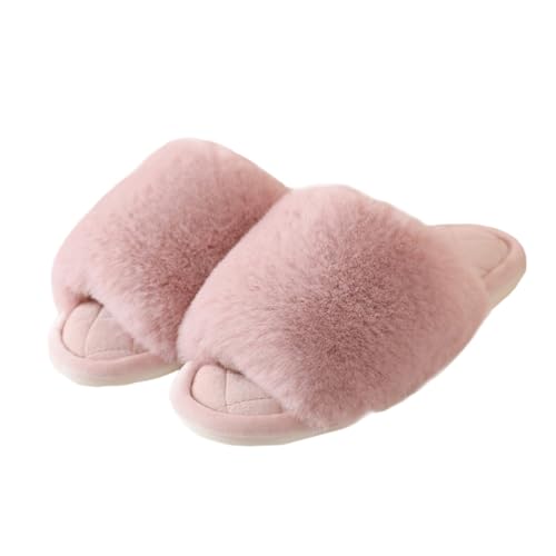 LIGIGWASH Winter Hausschuhe Damen Open toe Rutschfest Warm EVA Slipper Flauschig Leicht für Haushalt und Indoor Modische Offene Zehen Pantoffeln von LIGIGWASH