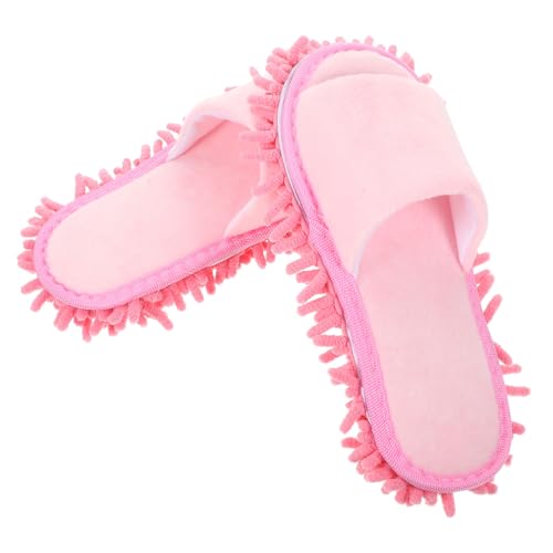 LIGIGWASH Winterliche Hausschuhe Damen Herren mit Rutschfester Chenille Sohle Offene Zehen Praktische Mop Slipper für Einfache Bodenreinigung Komfortabel Vielseitig von LIGIGWASH