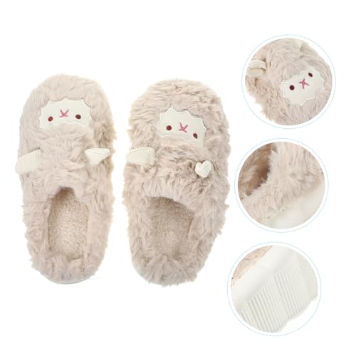 LIGIGWASH Winterpantoffeln Damen Herren Erwachsene Hausschuhe mit Dickem Baumwollfutter Warme Weiche und Rutschfeste Indoor Slipper mit Niedlichem Lamm Design Bequeme Home Slippers für von LIGIGWASH