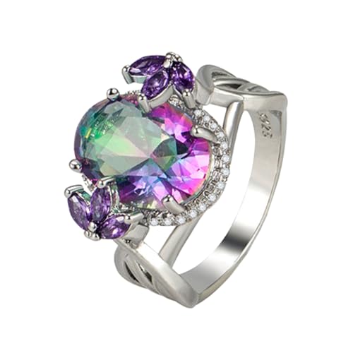 LIGIGWASH Zirkonia Ring Damen Fingerring mit Funkelnden Kristallen Eleganter Modeschmuck für Frauen Party Hochzeit Alltag Langlebig und Modisch Weißgold von LIGIGWASH