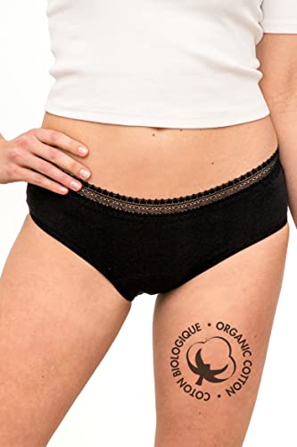 LIGNE V Perioden Unterwäsche - Menstruationsunterwäsche aus Bio-Baumwolle - Ideal Bei Starker Blutung - Waschbare Und Wiederverwendbare - Unterhose für Junge Mädchen und große Größen - Kurz L von LIGNE V