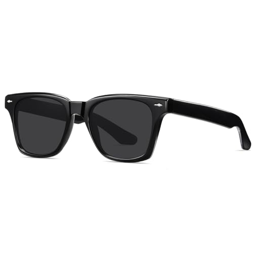 LIGOES Klassische TR90 Sonnenbrille Polarisierte UV400 Sonnenbrille für Frauen Acetat Selfies Sonnenschutz Brillen (black) von LIGOES