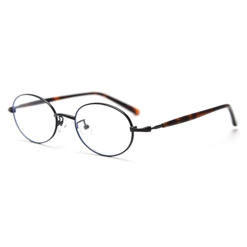 LIGOES Kleine ovale Gläser Rahmen Metall Prescription Brillen für Büro Dame Retro Leopard Literary Style Eyewears (black leopard frame) von LIGOES