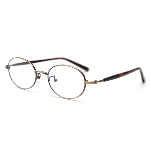 LIGOES Kleine ovale Gläser Rahmen Metall Brillen für Büro Dame Retro Leopard Literary Style Eyewears (brown leopard frame) von LIGOES