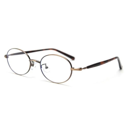 LIGOES Kleine ovale Gläser Rahmen Metall Prescription Brillen für Büro Dame Retro Leopard Literary Style Eyewears (brown leopard frame) von LIGOES