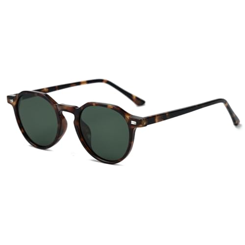 LIGOES Mode polarisierte Sonnenbrille Männer Frauen TR90 Rahmen Trendy Polygon Sonnenbrille (leopard with green) von LIGOES