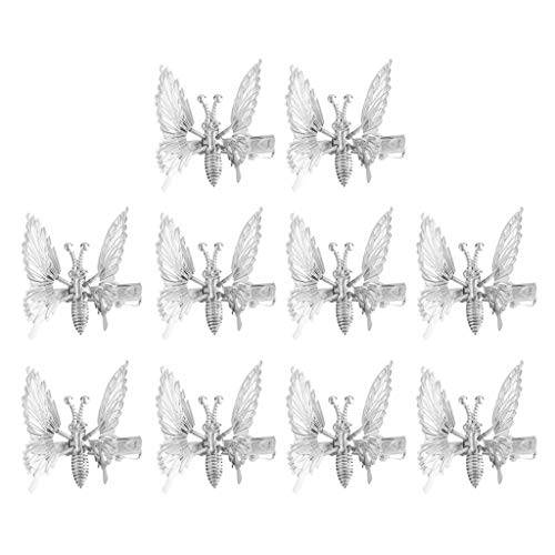 3D-Haarspangen, beweglich, für Schmetterlings-Haarspangen, metallisch, fliegend für Schmetterlings-Haarspangen, Haarstyling-Haarnadeln, 10 Stück von LIGSLN