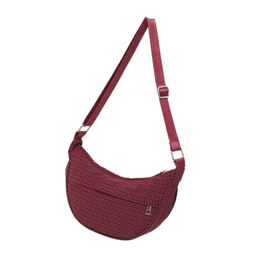Damentasche mit großem Fassungsvermögen, Schulter-Karo, einfache Knödel, koreanischer Stil, Kuriertasche für den täglichen Gebrauch, Retro-Stil, koreanischer Stil, Crossbody, Einkaufen, B, One Size von LIGSLN