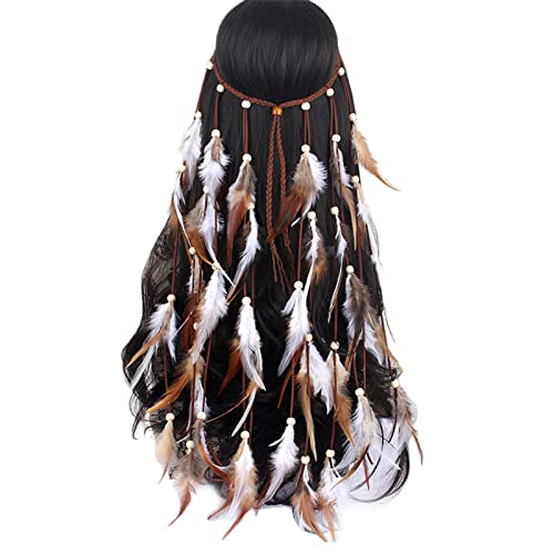 Feder-Stirnband für Damen, Kopfbedeckung, Haarverlängerung, Musikfestival, Haarband, Kopfbedeckung, indischer Kopfschmuck von LIGSLN