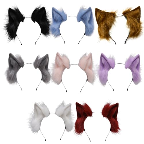 Haarband mit künstlichen Katzenohren, einfarbig, Plüsch, Cosplay, Tierhaar-Accessoire von LIGSLN