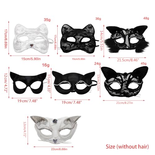Halbgesichtsmaske für Katze, Spitzenmaske, Gesichtsbedeckung, Party-Masken, Maskerade, Kopfschmuck, Nachtclub, Shows, Tanz, Rollenspiele von LIGSLN