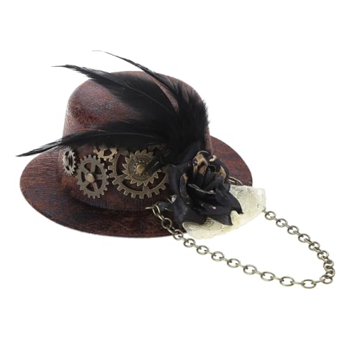 Halloween Gothic Mini Zylinder für Frauen Steampunk Zahnräder Kette Feder Blume Fascinator Haarspange viktorianischen Haarschmuck von LIGSLN