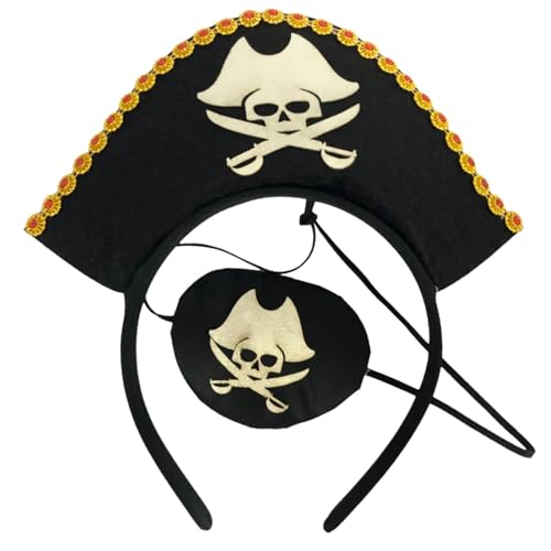 Halloween Piraten Augenklappe Stirnbänder Cosplay Piraten Schädel Kopfbedeckung Haarbänder Kopfbedeckung Halloween Haarbänder Geburtstag Party von LIGSLN