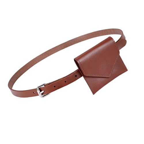 Koreanische Stile, modische kleine Hüfttasche für Damen, PU-Leder, Gürteltaschen mit stilvollem Design und mehreren Fächern, elegante schwarze Hüfttasche, braun, Mass Beauty von LIGSLN