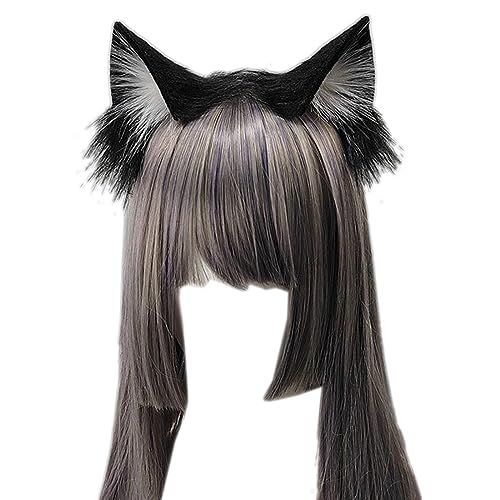 Kunstpelze Katzenohren Stirnband Plüsch Haarreifen Kostüm Haarband für Cosplay Halloween Party Haarschmuck von LIGSLN