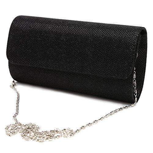 LIGSLN Damen Abend Schultertasche Braut Clutch Party Abschlussball Hochzeit Umschlag Handtasche Abendtasche, Schwarz , One Size von LIGSLN