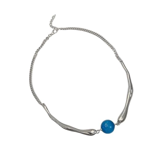 LIGSLN Einzigartige Halskette mit blauen Perlen, verstellbar, handgefertigt, Schlüsselbeinkette für Trendsetter, einzigartiges Schmuckzubehör, Partykleidung LIGSLN Einzigartige Halskette mit blauen Perlen, verstellbar, handgefertigt, Schlüsselbeinkette für Trendsetter, einzigartiges Schmuckzubehör, Partykleidung von LIGSLN