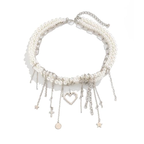LIGSLN Modische Quasten-Halskette mit Herz-Anhänger, mit Kunstperlen und Metallkette, modernes Geschenk für Frauen, jugendliche Frauen, Schmuck, Einheitsgröße, Wie beschrieben, Wie beschrieben LIGSLN Modische Quasten-Halskette mit Herz-Anhänger, mit Kunstperlen und Metallkette, modernes Geschenk für Frauen, jugendliche Frauen, Schmuck, Einheitsgröße, Wie beschrieben, Wie beschrieben von LIGSLN