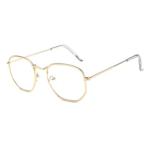 LIGSLN Polygonale Brille für Musikfestival, Jungen und Mädchen, Outdoor-Tanzrequisiten für Reisen, Heimkehr, Urlaub, Vintage-Sonnenbrille, Goldener Rahmen, weißes Fla von LIGSLN