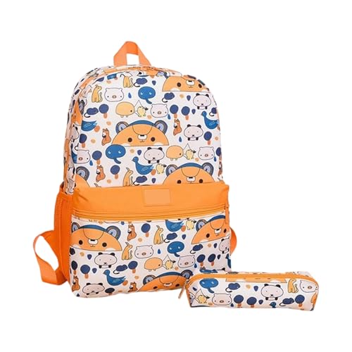 LIGSLN Praktische Kinder Schultasche mit Stifttaschen Set für Schüler Bequemer Rucksack Büchertaschen mit mehreren Taschen Blau Cartoon Print Rucksack, a, One Size von LIGSLN