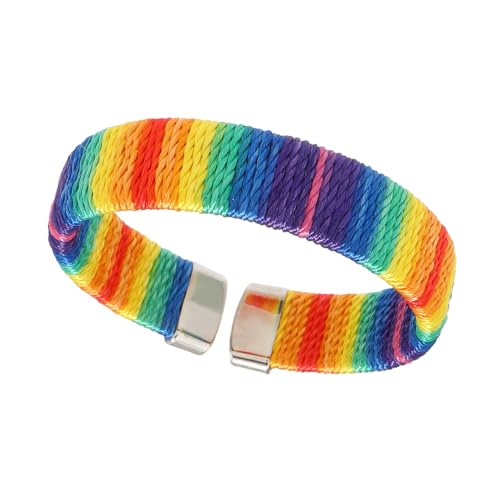 LIGSLN Regenbogenfarbenes Armband, modisches Stretch-Armband, Unisex, Handkette, Schmuck, verstellbarer Armreif für Paare, Einheitsgröße, Kein Edelstein von LIGSLN