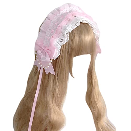 Mädchen Stirnband Aus Plissierter Spitze Mit Schleifendekoren Elegantes Stirnband Make Up Live Übertragung Hairhoop Cosplay Party Kopfbedeckung Niedliche Stirnbänder Für Frauen Niedliche von LIGSLN