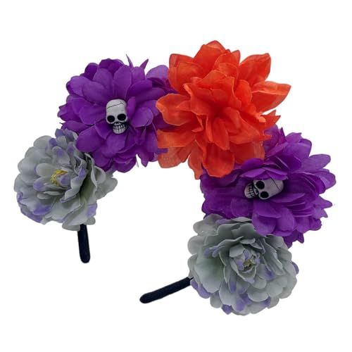 Rosen-Hexenkostüm, Haarreifen, dunkle Blume, Totenkopf, Haarstyling für Live-Show, Stirnband, Karneval von LIGSLN