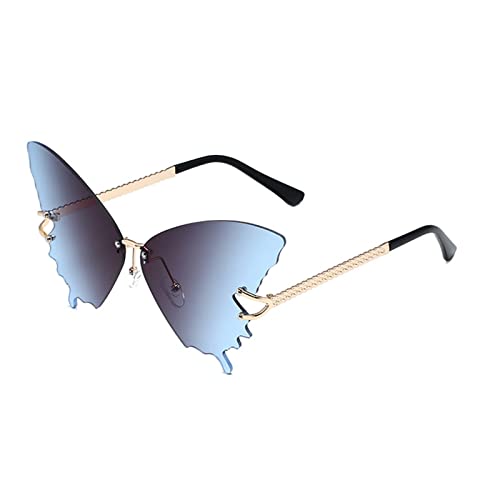 Schmetterlings-Sonnenbrille für Damen, randlose Sonnenbrille, Schmetterlingsbrille, Brillen, übergroße Katzenaugen-Sonnenbrille von LIGSLN