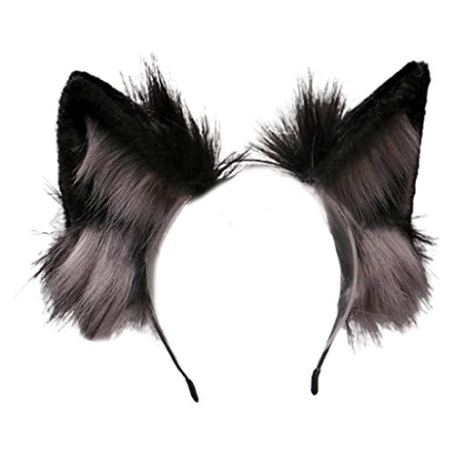 Schönes Haarband mit Wolfsohren, realistisch, pelzig, Tierhaar, Maskerade, Haarband, Cosplay-Kostüm, Haarschmuck von LIGSLN